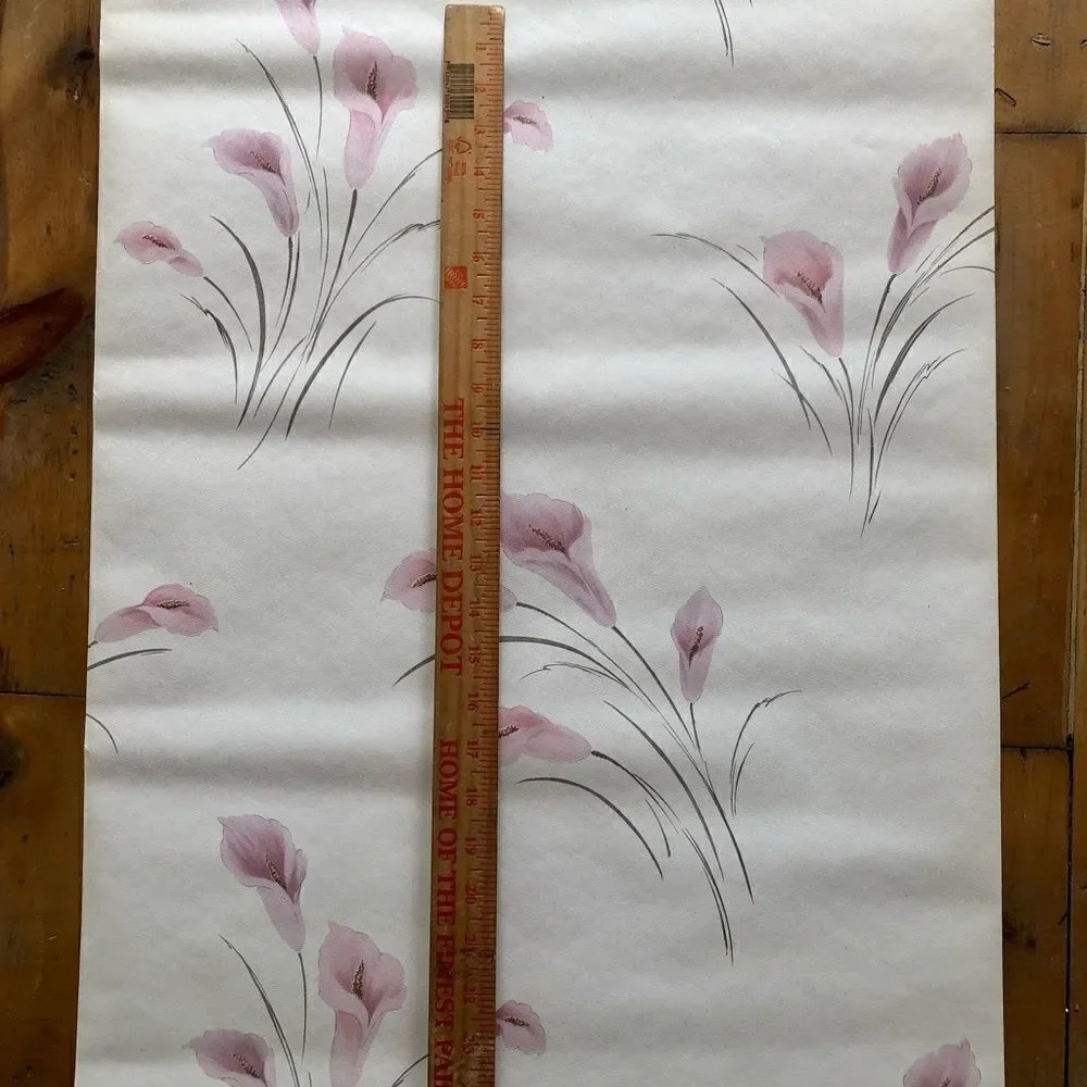 Pink Lily Flower Wallpaper JOSEPHSON Solid Vinyl Wallcovering